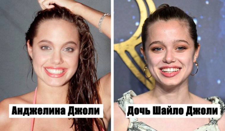 «Как две капли воды»: 15 фото наших кумиров и их детей в том же возрасте 6 Джоли и Шайло Джоли