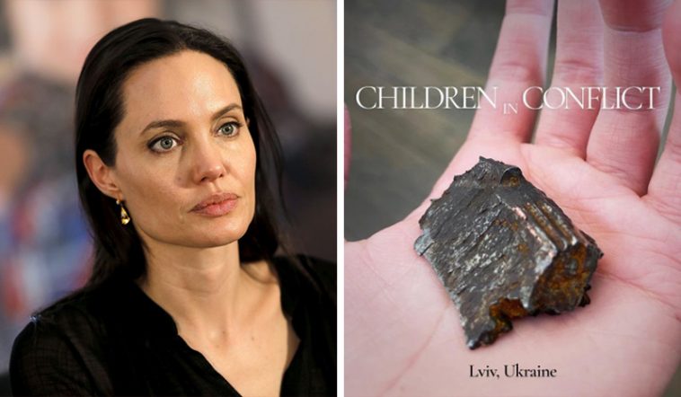 Джоли показала кусок от бомбы, которым игрался ребенок в Украине 6 1