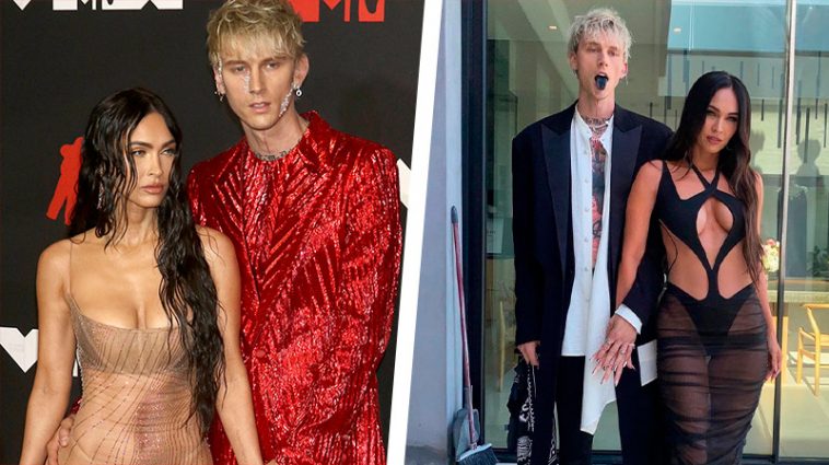 Меган в золотом платье с убойным разрезом, Бейкер - в прозрачном корсете на гала-концерте в Нью-Йорке 6 6 43