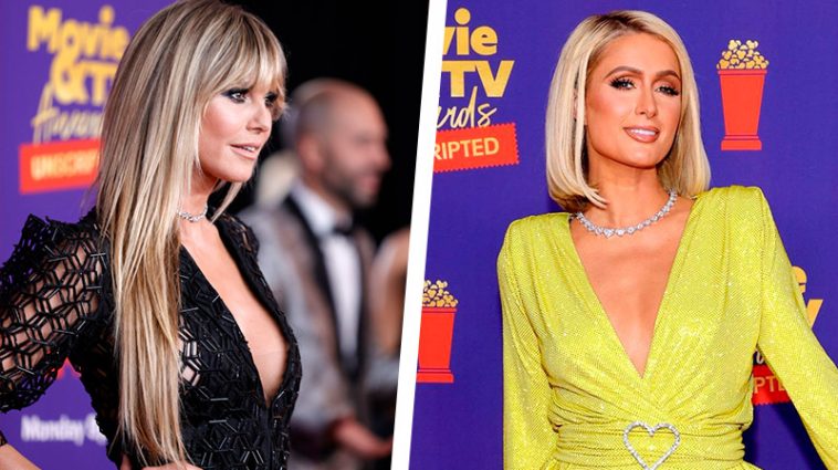 Хайди Клум в платье с экстравагантно глубоким декольте зажгла на вечеринке Пэрис Хилтон 6 6 12