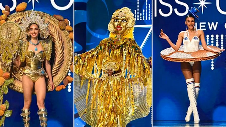 Огромный биткоин, головы животных на груди и птицы на голове: самые необычные национальные костюмы на "Мисс Вселенная" 6 5 2