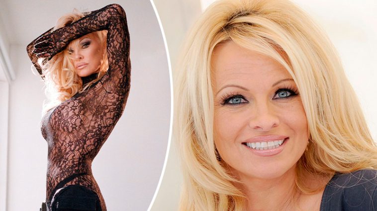 Памела Андесон снялась без белья, прикрывшись волосами, и эротично слизала капли со стекла 6