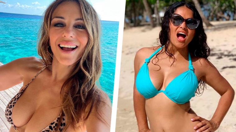 Сложный выбор! В Сети сравнили фото в бикини 56-летней Сальмы Хайек и 57-летней Элизабет Хёрли 6 6