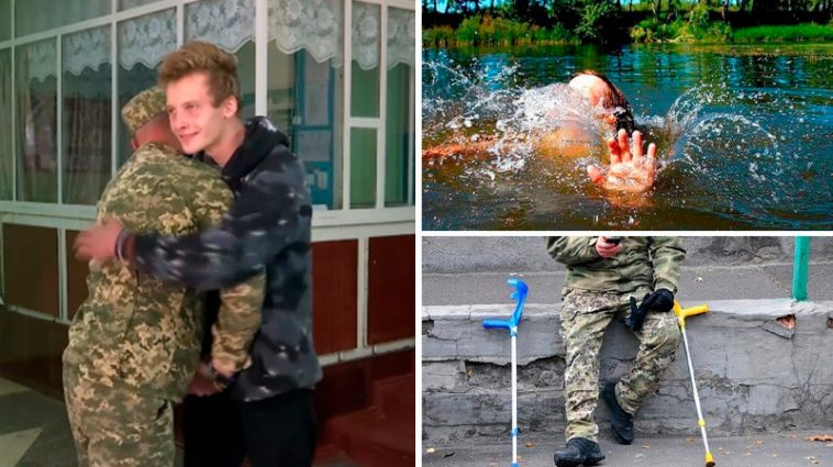 «Когда услышал крик ребенка — о своей боли не думал» — раненый военный на костылях спас утопающего подростка-сироту 7 10 1