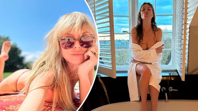 50-летняя немецкая модель Хайди Клум продемонстрировала, как загорает топлес у бассейна 6 ва