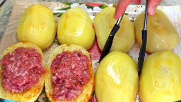 Запечённая картошка с фаршем — простой и вкусный рецепт