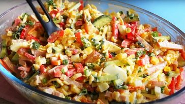 salat yakyj obozhnyuyut usi choloviky duzhe sytnyj i v miru pikantnyj salat cholovicha slabkist