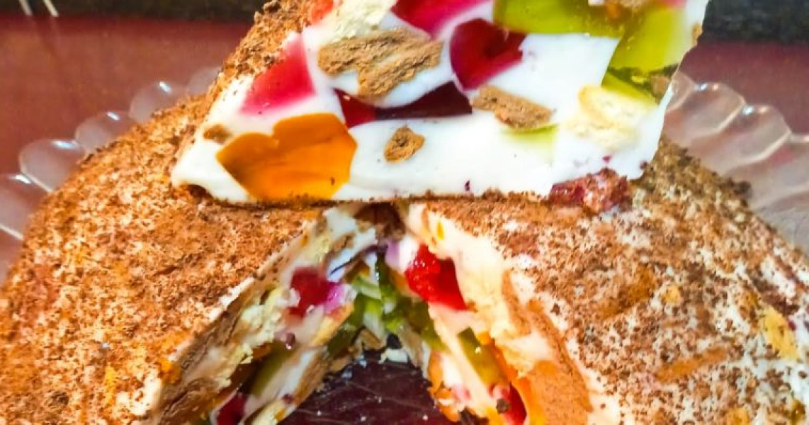 Самый вкусный торт «Битое стекло» по-новому: два вида крекера – идеальное сочетание!