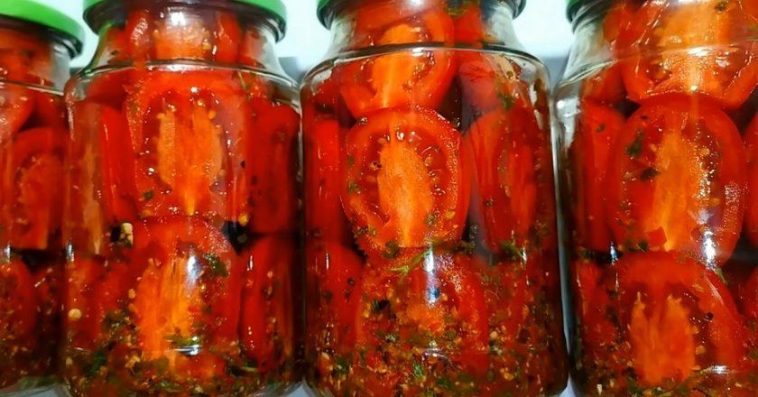 Маринованные помидоры половинками на зиму — ароматная закуска без привычных специй