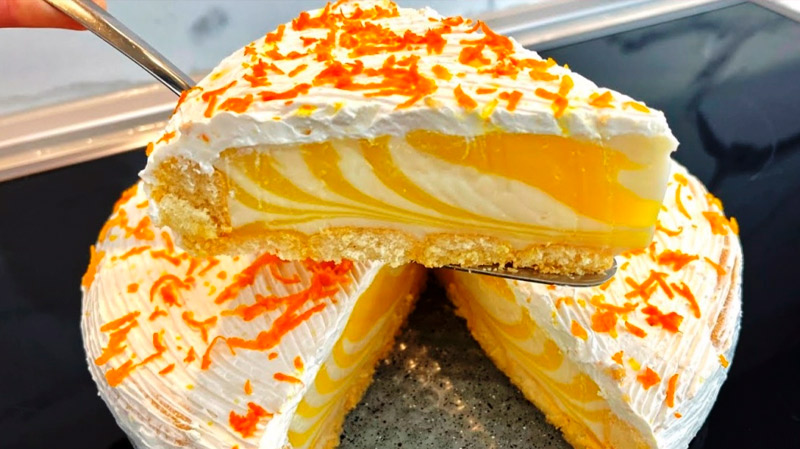 Готовлю апельсиновый торт без выпечки — простой, яркий и очень вкусный!