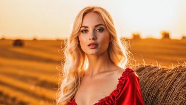 девушка в красном белье у стога сена Kandinsky 3.1 e1751388717650