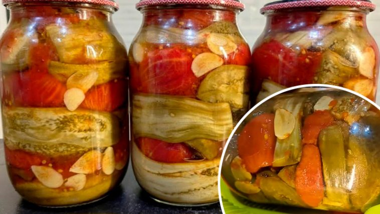Просто шедевр! Запечённые баклажаны с помидорами и чесноком на зиму — без стерилизации в духовке!