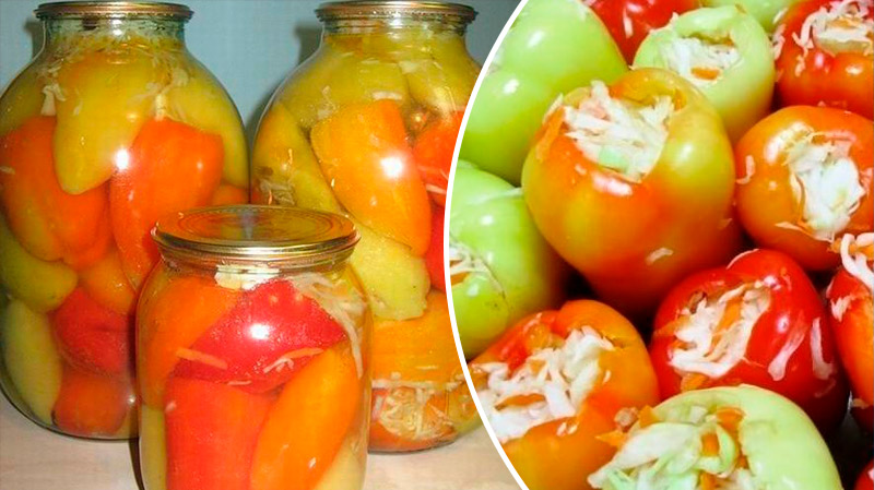 Перец, фаршированный капустой — зимняя закуска с характером!
