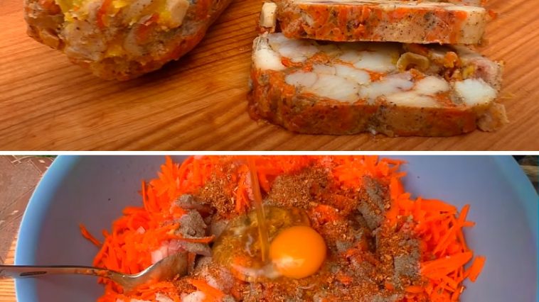 Рулет из сала с курицей и овощами — нежная закуска за копейки