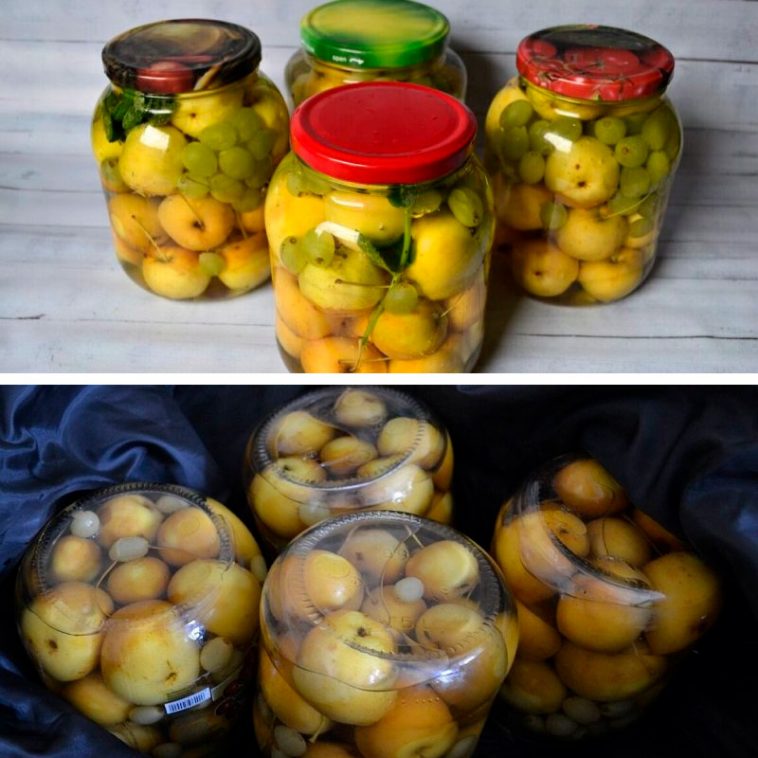 Яблоки с виноградом и мятой в сиропе – вкусная заготовка к зиме