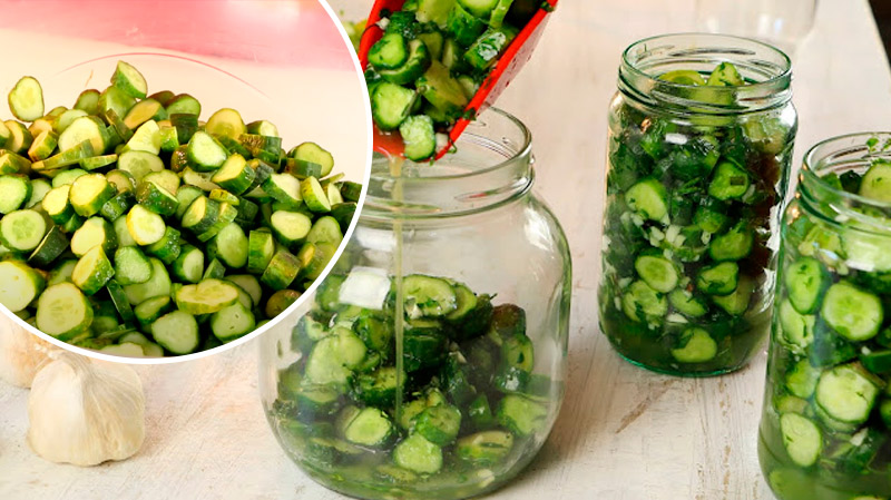 Огурцы за 15 минут! Вкуснейший салат в банках на зиму