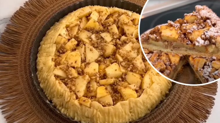 Итальянский яблочный пирог с орехами и цитрусовой ноткой
