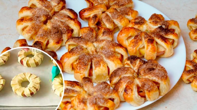 Быстрый яблочный десерт из слоёного теста — готовится за считанные минуты!