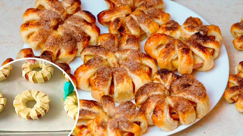 Быстрый яблочный десерт из слоёного теста — готовится за считанные минуты!