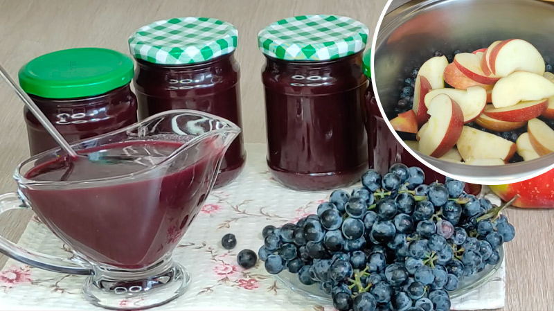 Универсальный соус из винограда и яблок: готовлю каждую осень целую партию