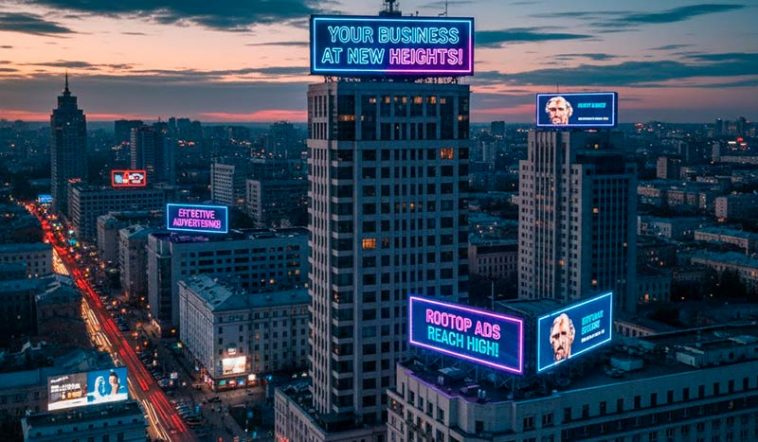Дахові рекламні конструкції з LED-екранами — ефективна реклама на даху будівлі