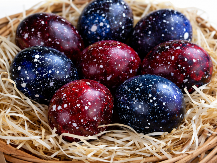 Пасхальный декор своими руками: «космические» крашанки с эффектом звездного неба