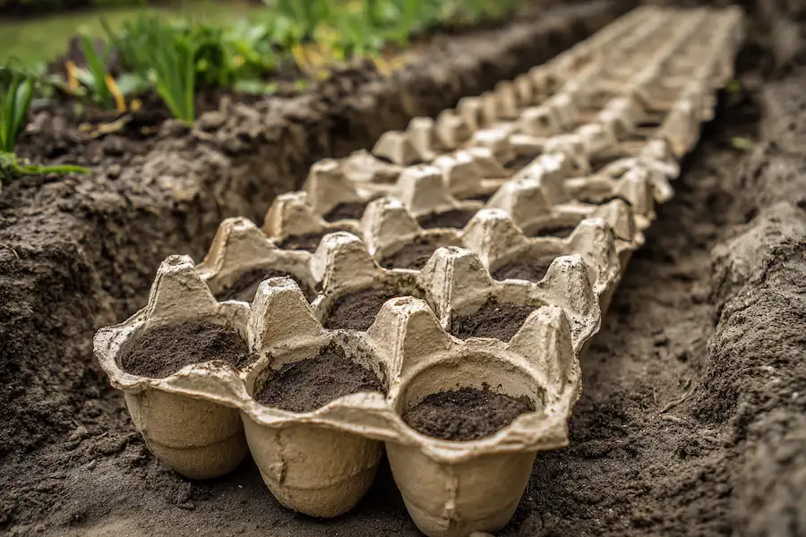 Посадка цветочных луковиц в яичных лотках: простой траншейный метод для идеальной клумбы