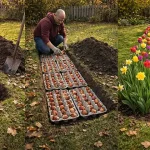 Посадка цветочных луковиц в яичных лотках: простой траншейный метод для идеальной клумбы