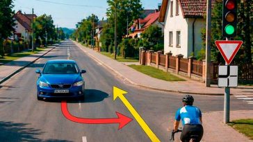 Кто должен проехать первым: автомобиль или велосипедист?