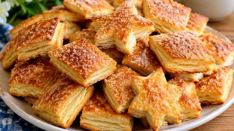 Очень вкусное слоёное печенье со сладкой корочкой — простой рецепт