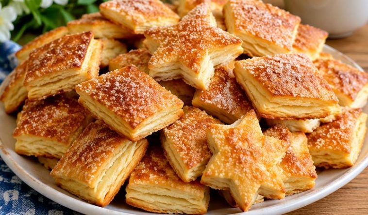 Очень вкусное слоёное печенье со сладкой корочкой — простой рецепт